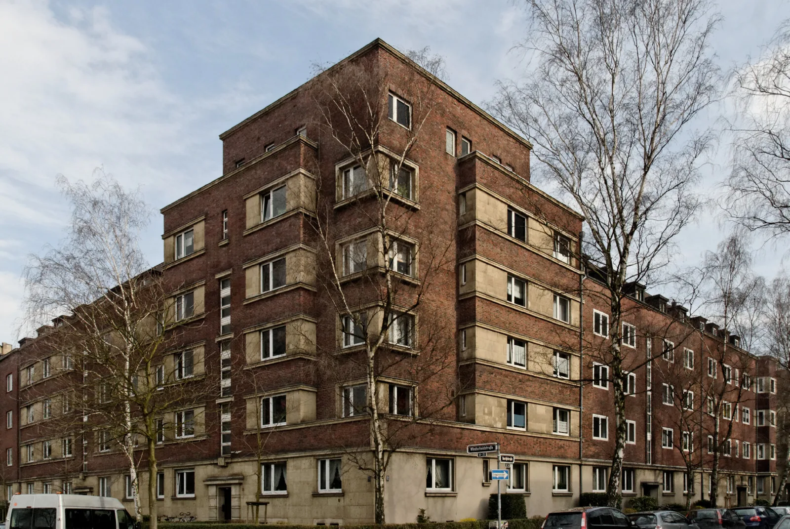 Häuserzeile Windscheidstraße 25–31 an der Ecke Harleßstraße – Düsseldorf-Düsseltal